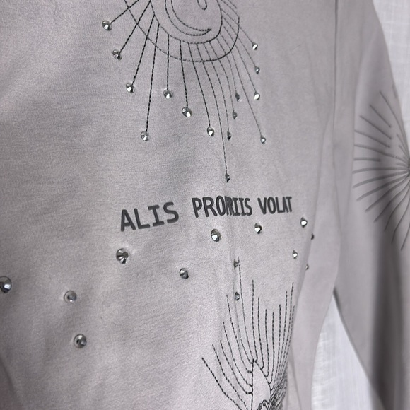 NWT Manière de voir,grey bodysuit graffiti embellished,alien,astrology , grunge - Picture 9 of 14